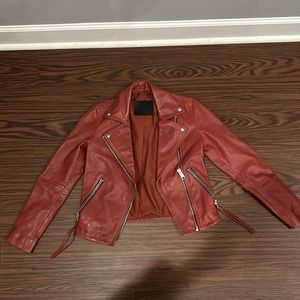 NWOT All Saints Red leather jacket